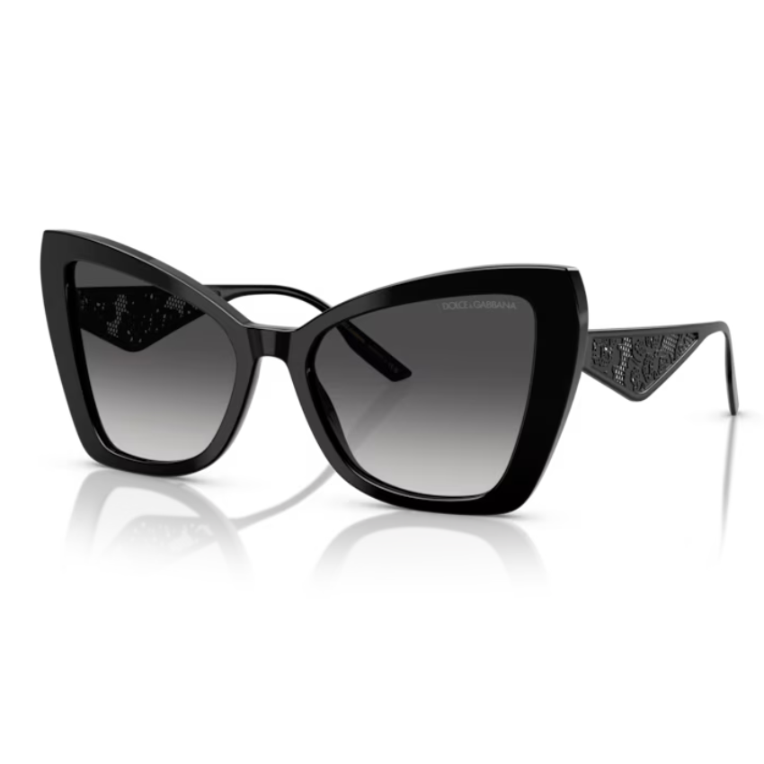 Occhiali da sole Dolce & Gabbana 4489 SOLE 501/8G, full rim in acetato nero con lenti grigio sfumato, design audace e sofisticato per donna