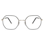 occhiali da vista Clark K1222 C010 ottagonali unisex con montatura sottile nera e oro