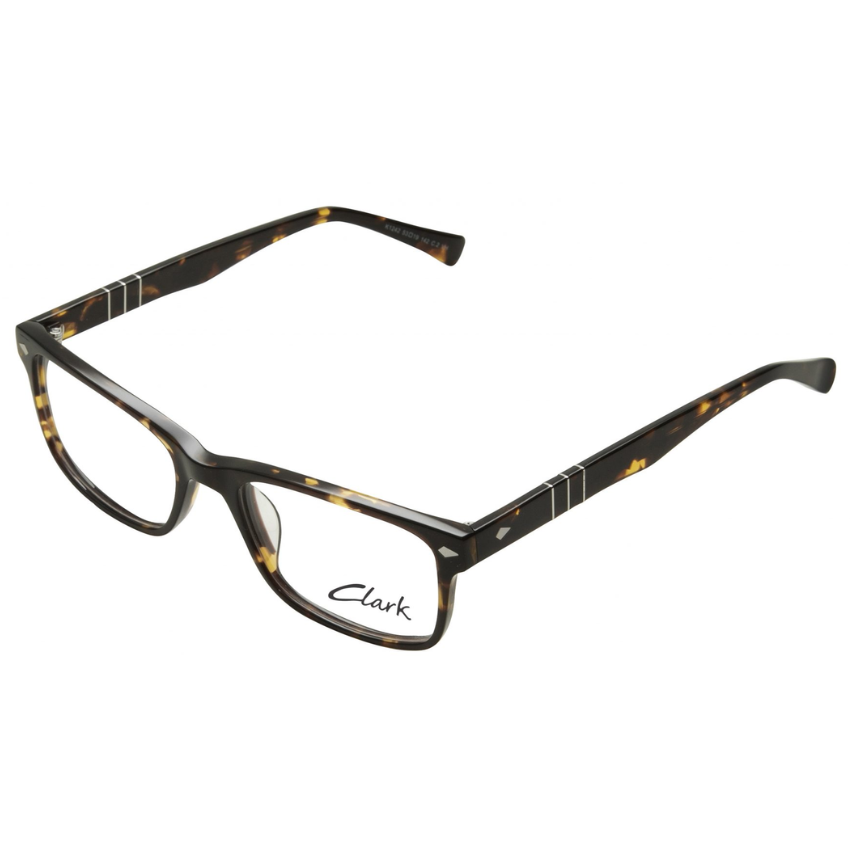 Occhiali da vista CLARK 1242 2 uomo squadrati in acetato havana chiaro full rim su sfondo bianco