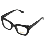 Clark K1484 C4 montatura acetato di cellulosa nero lucido forma farfalla aste larghe stile Trevi 1971
