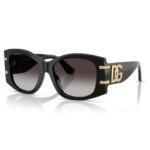 Dolce & Gabbana DG4501 501/8G occhiali da sole montatura nera acetato lucido lenti grigie sfumate nero forma butterfly donna eleganza