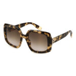 Occhiali da sole Furla SFU709 0801 acetato havana marrone tartarugato forma squadrata oversize lenti sfumate tripla gradazione grigio marrone rosa montatura donna