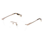 Occhiali da vista Furla VFU773 08F9 beige pieno lucido Glasant forma pillow semi-rimless aste tartarugato cerniere dorate montatura donna