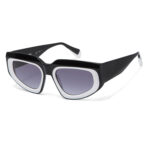 Gigi Studios Viceversa 6876 0 montatura acetato nero bianco lenti grigio sfumate forma cat-eye