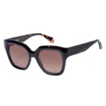 Gigi Studios Louise 64570 2 occhiali da sole donna montatura butterfly acetato nero tartarugato marrone volumi scolpiti lenti marrone sfumato