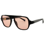 Occhiali Epoka Pasolini C01 neri con lenti rosa pesca e montatura bold