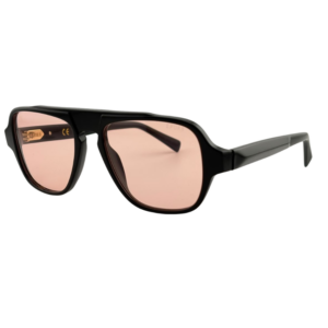 Occhiali Epoka Pasolini C01 neri con lenti rosa pesca e montatura bold