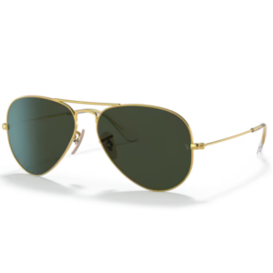 Ray-Ban RB3025 Aviator Large Metal montatura metallo oro arista lenti verdi G-15 doppio ponte aste calibro 58mm occhiale