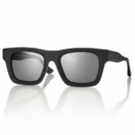 Occhiali da sole Centrostyle S058851002001 montatura acetato nero opaco squadrato lenti specchiate argento categoria 3 protezione UV 400 unisex