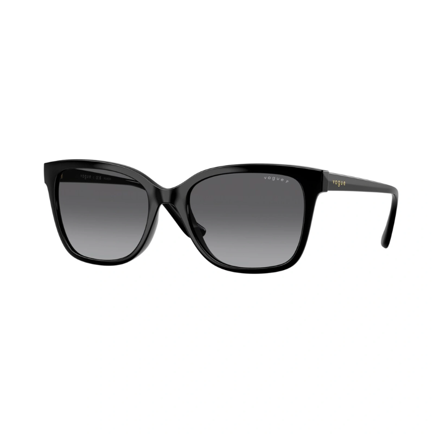 Vogue 5426S W44/T3 oversize in acetato nero con lenti fumé su sfondo bianco