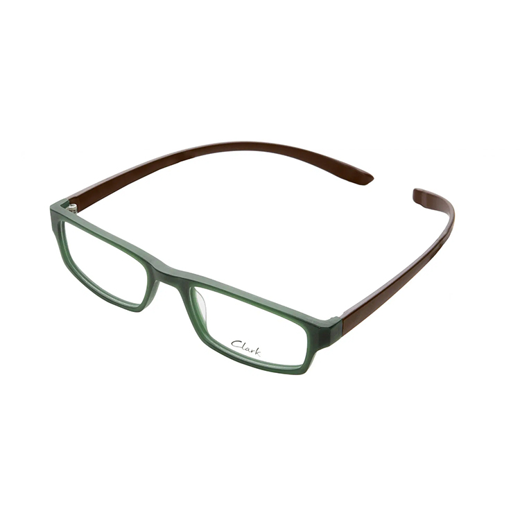 occhiali da vista Clark K874 C28 verde marrone unisex con montatura rettangolare in acetato