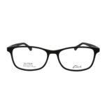Occhiali da vista Clark 1036 001 con montatura rettangolare in acetato nero opaco su sfondo bianco