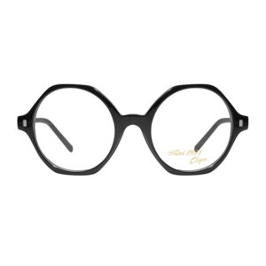 Occhiali da vista CLARK 1261 1 tondi in acetato nero lucido full rim su sfondo bianco