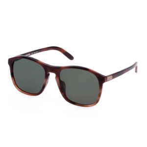 Lozza SL1845F Cooper 0752 havana lucido occhiali da sole forma squadrata acetato lenti verde sfumate ponte chiave unisex