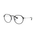 Ray-Ban 1058 4064, occhiali da vista junior in metallo nero e argento con forma esagonale