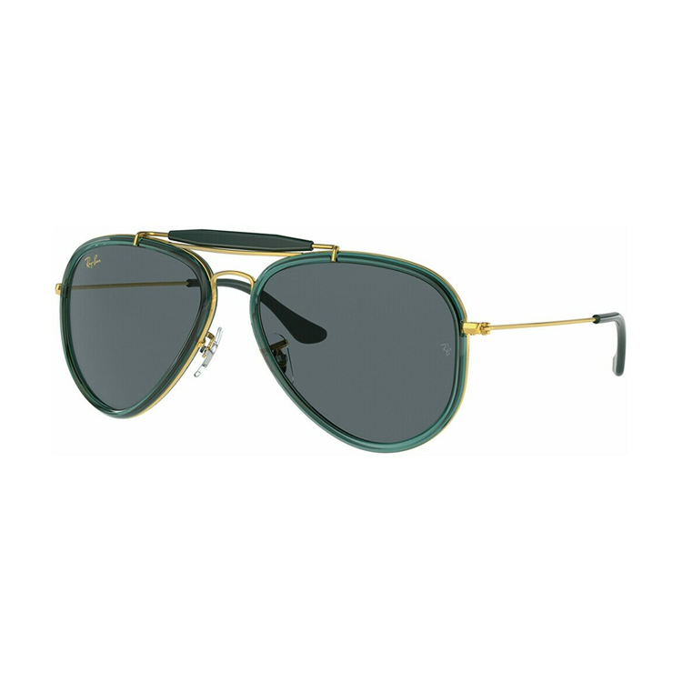 Occhiale da sole Ray-Ban RB3428 9241R5 Road Spirit metallo dorato con profilo verde e lenti grigio scuro