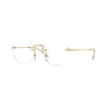Occhiali da vista Vogue 4218 280 uomo rotondi in metallo oro spazzolato con terminali in acetato su sfondo bianco