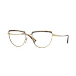 Occhiali da vista Vogue 4230 5078 donna irregolari in metallo havana e oro full-rim su sfondo bianco
