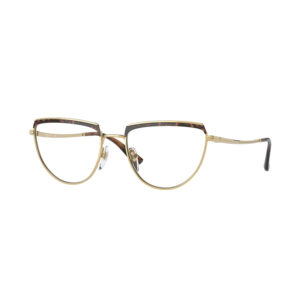 Occhiali da vista Vogue 4230 5078 donna irregolari in metallo havana e oro full-rim su sfondo bianco