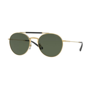 Occhiali da sole Vogue 4240S 280/71 uomo rotondi in metallo oro brillante con lenti verdi su sfondo bianco