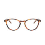 Occhiali da vista Vogue Eyewear VO5326 2819 uomo montatura ovale Havana in acetato su sfondo bianco.