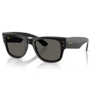 Ray-Ban MEGA WAYFARER RB0840S 6826J5 occhiali da sole montatura nera propionato lenti ultra nere polarizzate forma squadrata ASAP Rocky Blacked Out