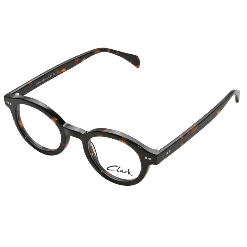 Clark K1515 C2 nero tartarugato, acetato, forma ovale, rivetti metallo, occhiali vista unisex Made in Italy Trevi Coliseum