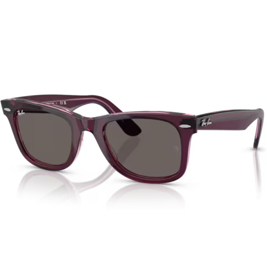 occhiali da sole Ray‑Ban 2140 WAYFARER 1447B1 bordeaux unisex con montatura acetato squadrata
