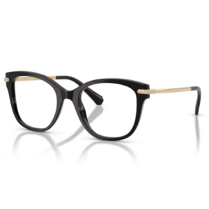 Swarovski SK2044 1001 nero occhiali da vista donna forma squadrata acetato cristalli Swarovski pavé aste dorate ponte alto