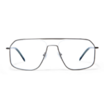 Occhiali da vista Gigi Studios 8114 Blake 9 unisex aviator in titanio satinato con terminali in acetato su sfondo bianco