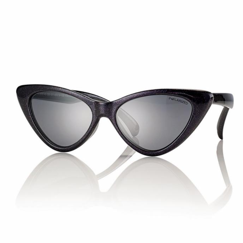 Centrostyle S067545358001 occhiali da sole donna cat eye neri glitter con lenti grigio specchiate