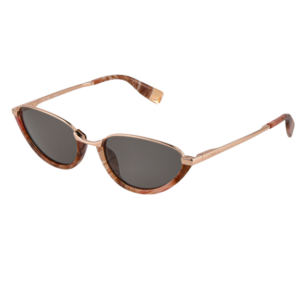 Occhiali da sole Furla SFUB16 08FC ovali tartarugati con aste dorate e lenti grigio scuro