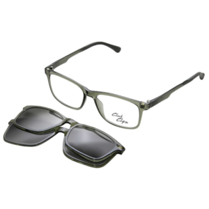 Clark 1053 C4 clip on verde militare traslucido montatura vista rettangolare unisex