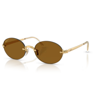 Occhiali da sole Ray-Ban RB3929 oro arista A$AP Rocky con forma ovale rimless e lenti marroni polarizzate