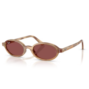Occhiali da sole Ray-Ban RB4472 Havana crema con forma ovale e lenti viola scuro