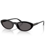 Occhiali da sole Vogue VO5697SU W44/87 Nero con montatura ovale cat-eye, lenti grigio fumo e aste sottili