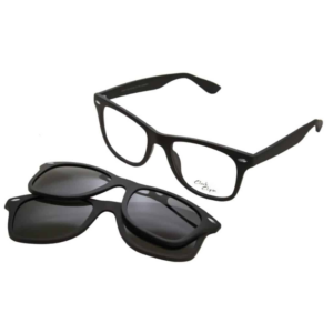 Clark K1147 C1 clip on nero con montatura squadrata, due clip magnetiche e lenti polarizzate
