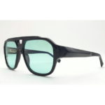 Occhiali da sole Epoka PECK01 Nero in acetato lucido oversize con doppio ponte e lenti verdeazzurro chiaro