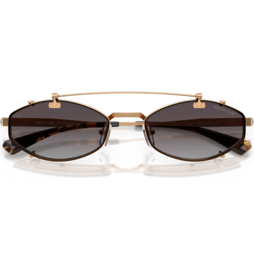Occhiali Michael Kors Palo Alto beige gold con clip solare e lenti grigio sfumate