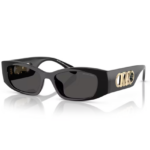Occhiali Michael Kors Rhodes nero con lenti grigio scuro e maxi logo MK dorato