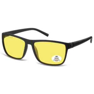 Montana Eyewear MP198D nero con montatura rettangolare opaca e lenti gialle