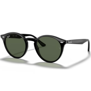 Occhiali da sole Ray-Ban RB2180 601/71 Nero con montatura arrotondata lucida, lenti verdi e rivetti metallici sul frontale