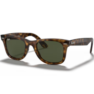 Occhiali da sole Ray-Ban RB4340 Wayfarer 710 Havana Chiaro con montatura tartarugata marrone e miele, lenti verdi e rivetti metallici