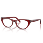 Occhiali Ray-Ban RX5449D bordeaux trasparente con forma cat-eye e aste lucide