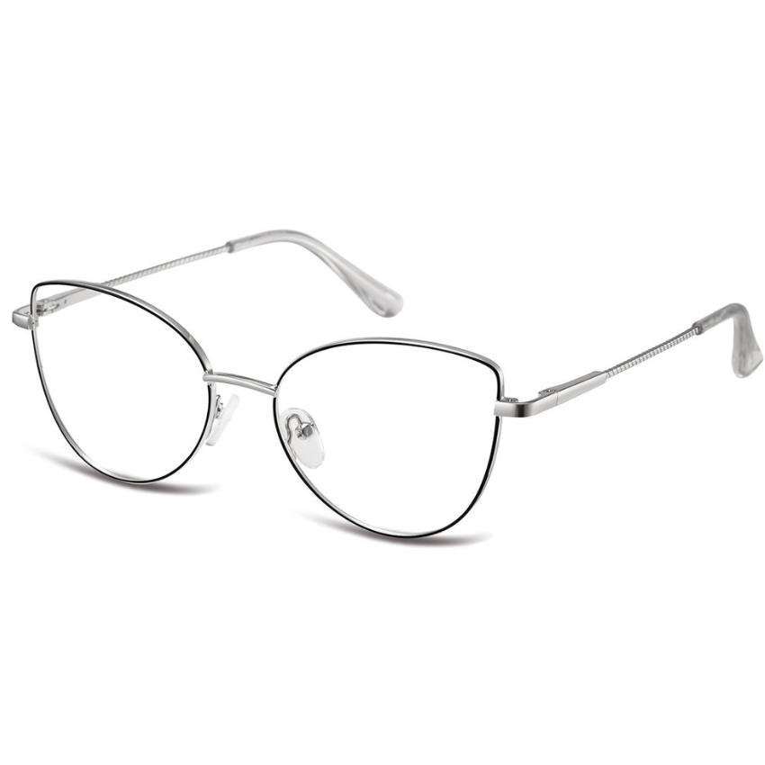 Sunoptic 862D argento nero con montatura cat-eye in metallo e lenti trasparenti