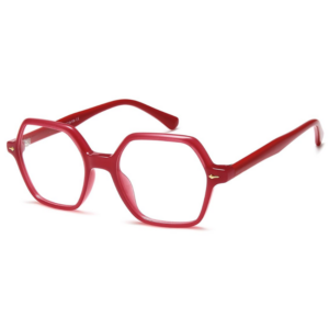 Sunoptic M-CP97C rosso con montatura geometrica Milky Red e dettagli metallici dorati