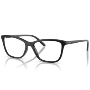 Occhiali da vista Vogue VO5603 W44 Nero con montatura squadrata, angoli leggermente rialzati e logo dorato sulle aste