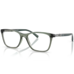 Occhiali da vista Vogue VO5632B 3086 Verde Germano Reale Trasparente con montatura squadrata morbida e dettagli decorativi sulle aste