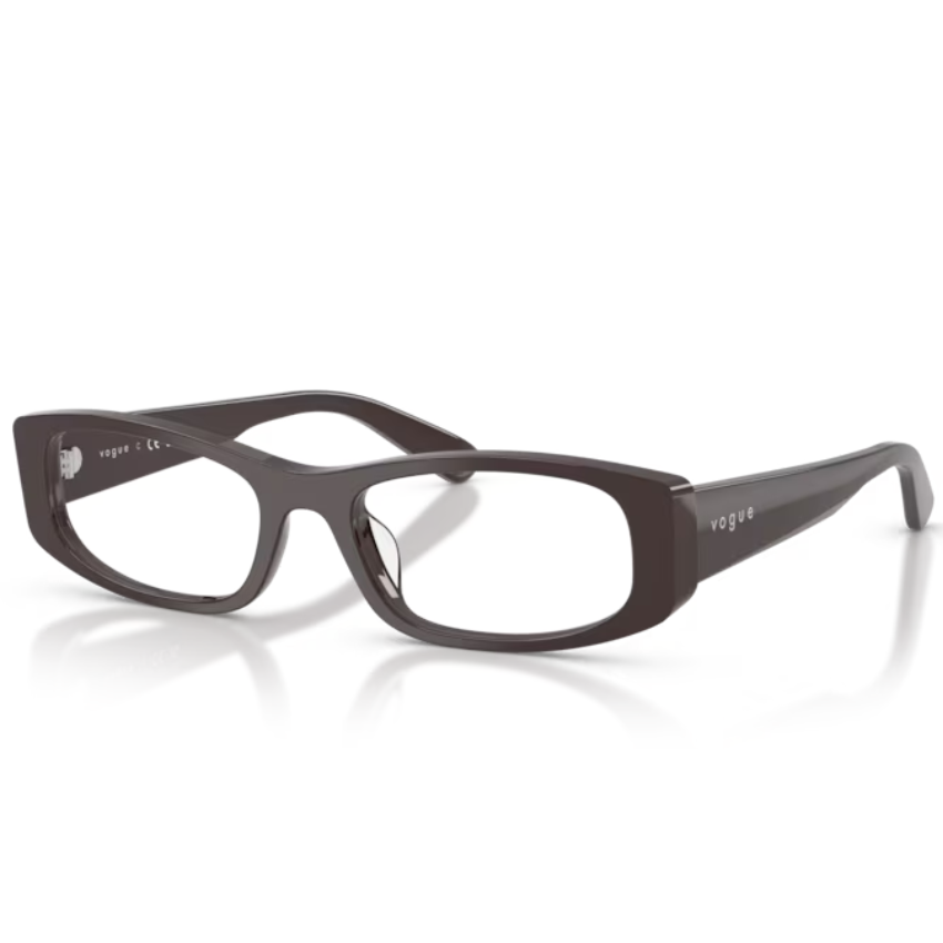 Occhiali da vista Vogue VO5699U 3269 Moka con montatura rettangolare stretta, frontale spesso e aste larghe
