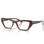 Occhiali da vista Vogue VO5701U W656 Havana Scuro da donna, montatura Cat Eye in Bio-Based Acetate con logo dorato